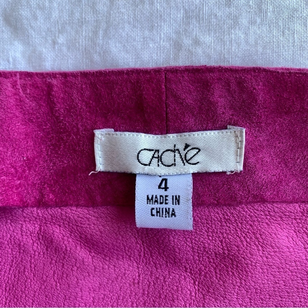 Vintage Cache Suede Leather Halter V Neck Bustier Corset Top Magenta Purple Pink - Picture 3 of 7